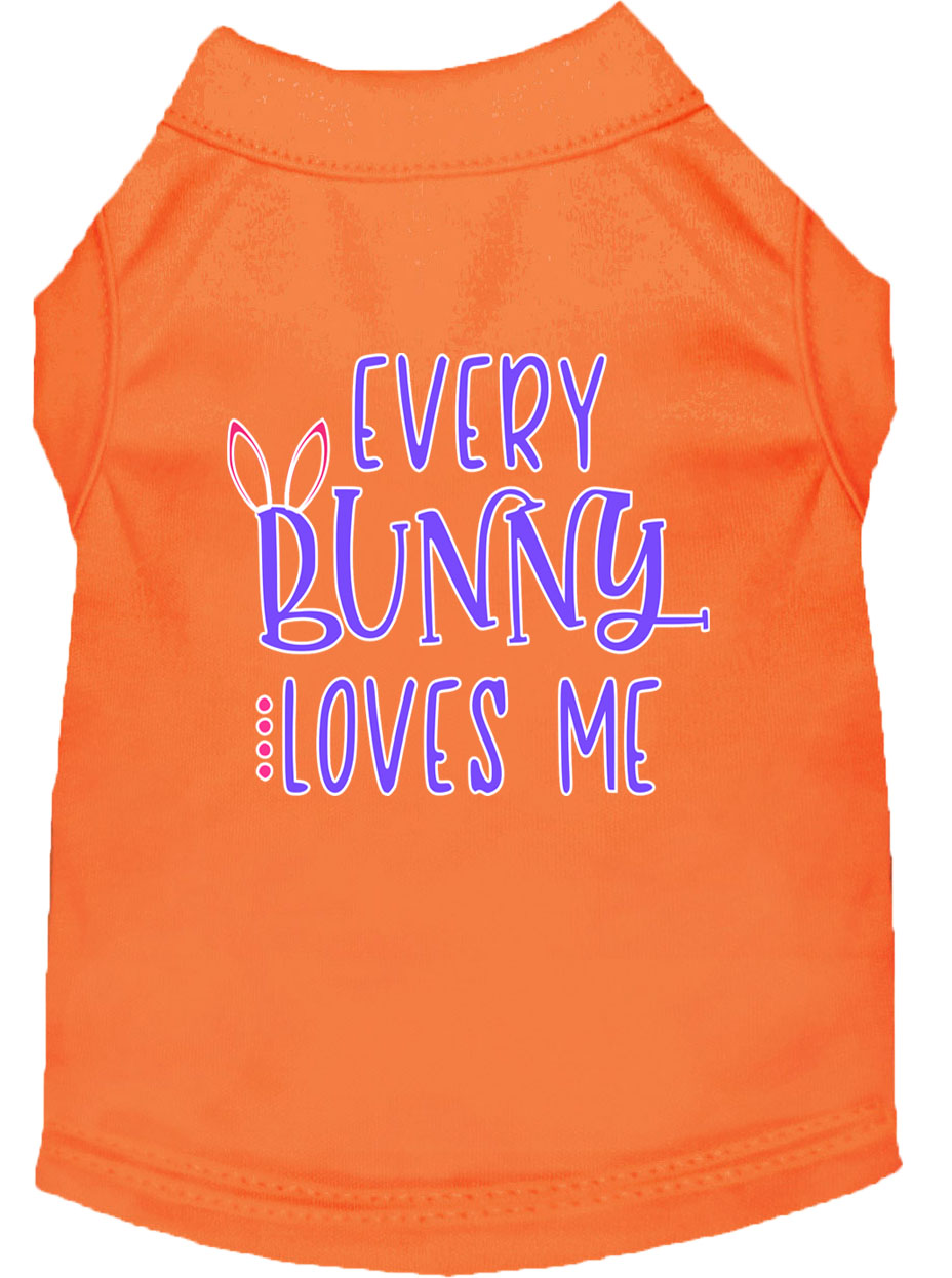 Every Bunny Loves me Screen Print Dog Shirt Orange XS